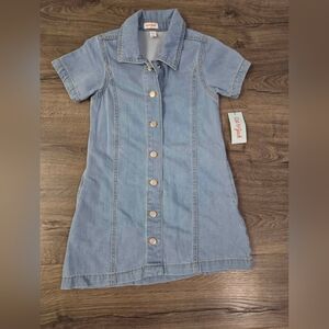 Cat & Jack Girls Light Blue Button-Down Denim Dress Size 8 NWT